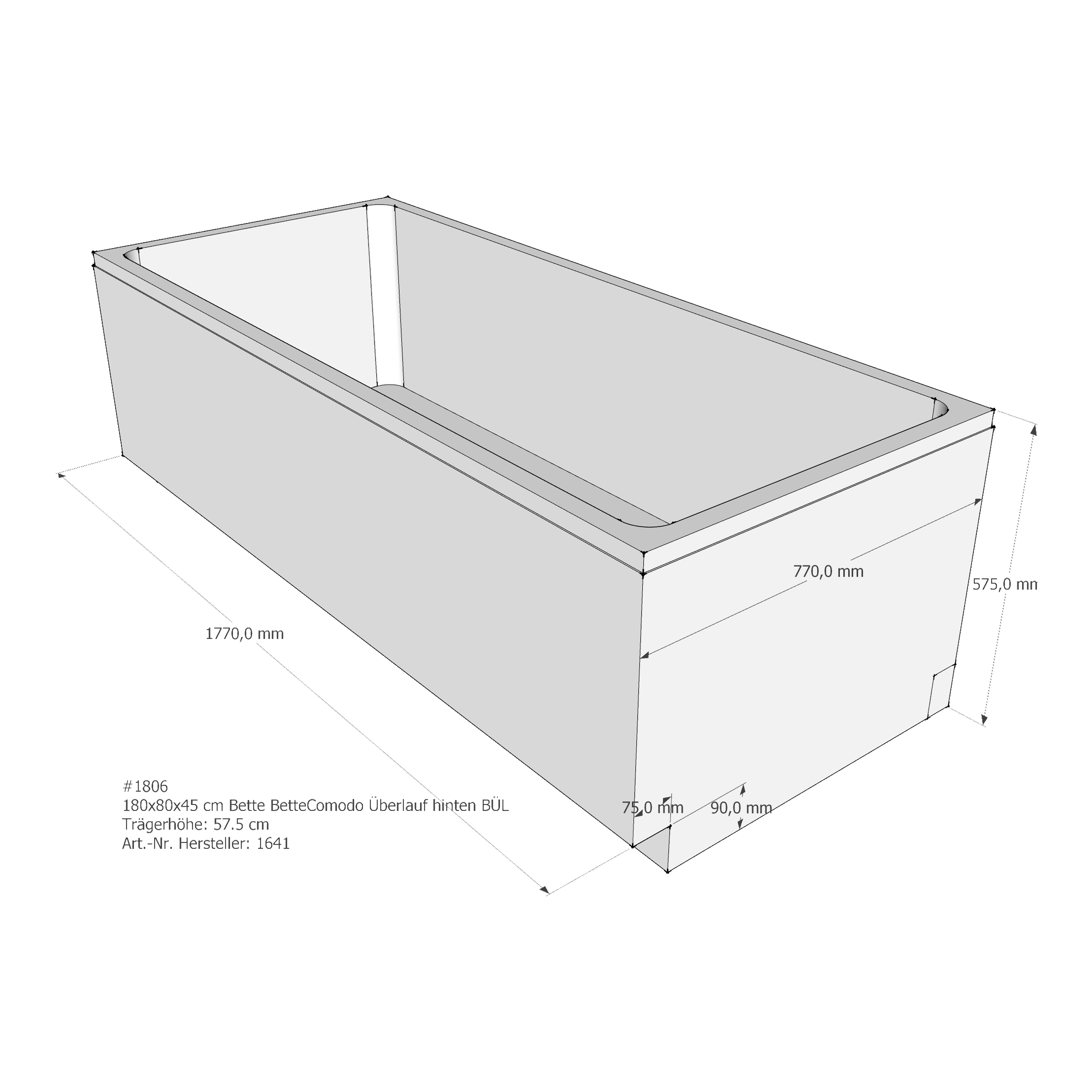 Badewannenträger für Bette Comodo 180 × 80 × 45 cm