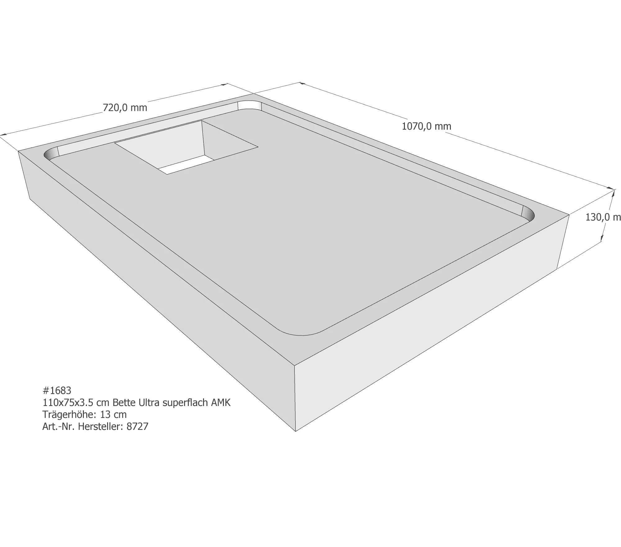 Duschwannenträger für Bette Ultra (superflach) 110 × 75 × 3,5 cm Breite: 75 cm / Länge: 110 cm Duschwannenträger für Bette Ultra (superflach) 110 × 75 × 3,5 cm Breite: 75 cm / Länge: 110 cm