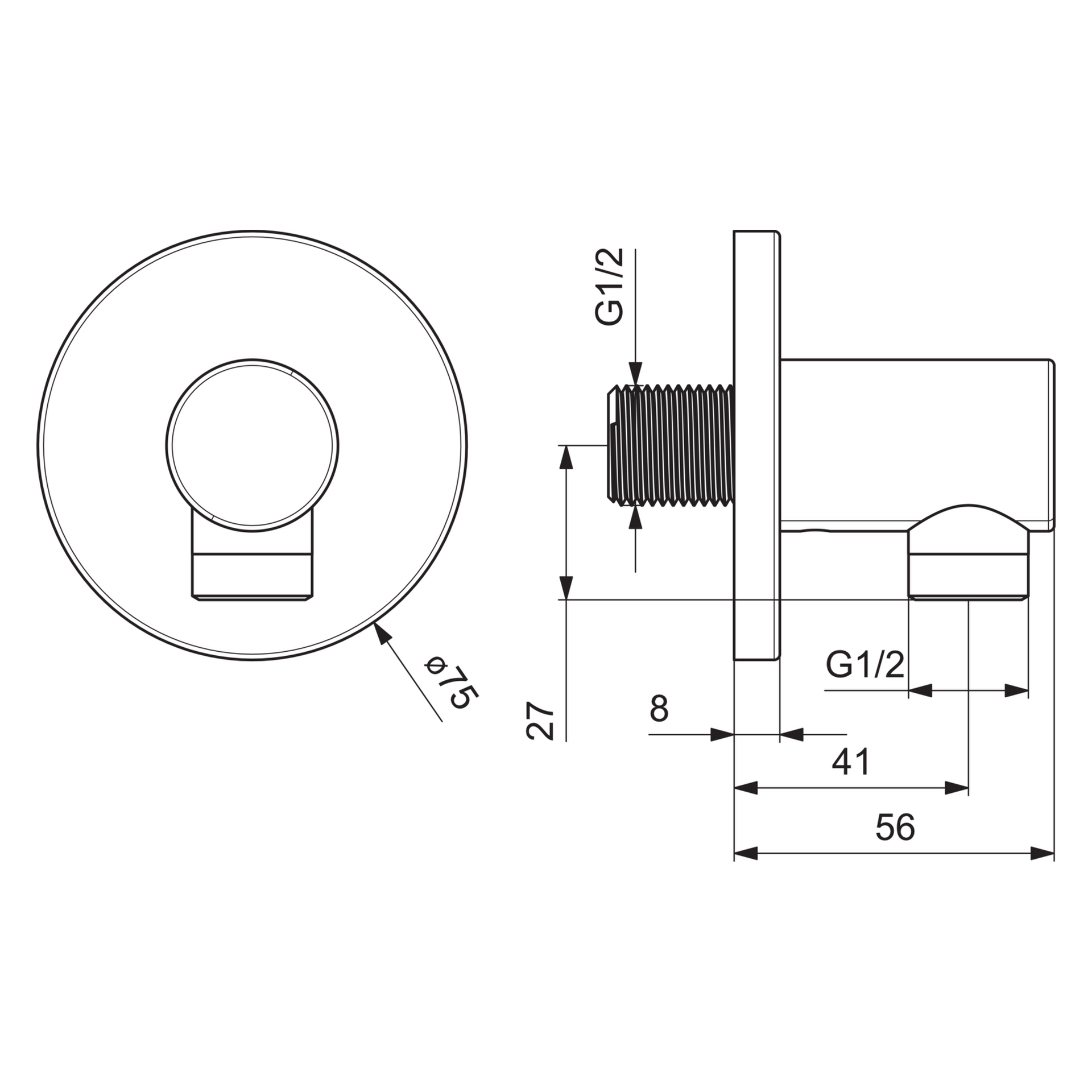 HA Wandanschlussbogen HANSA 5118 Ros. rund G1/2″DN15 chr