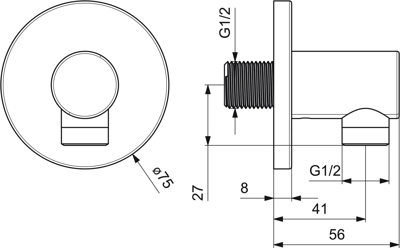 Hansa Wandanschlussbogen Hansa 5118 Rosette rund G1⁄2 DN15 Chrom