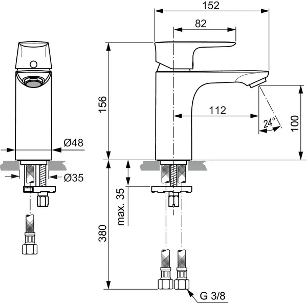 Einhand-Waschtischarmatur „ConnectAir“ Ausladung 112 mm in Chrom