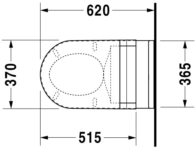 Wand-Tiefspül-WC „Starck 3“ 36,5 × 38 × 62 cm, Befestigung verdeckt, mit Spülrand