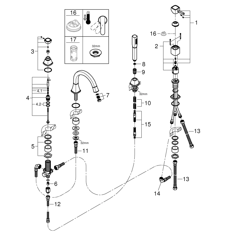 Grohe Grandera 4-Loch-Einhand-Wannenkombination 29418 chrom Grohe Grandera 4-Loch-Einhand-Wannenkombination 29418 chrom