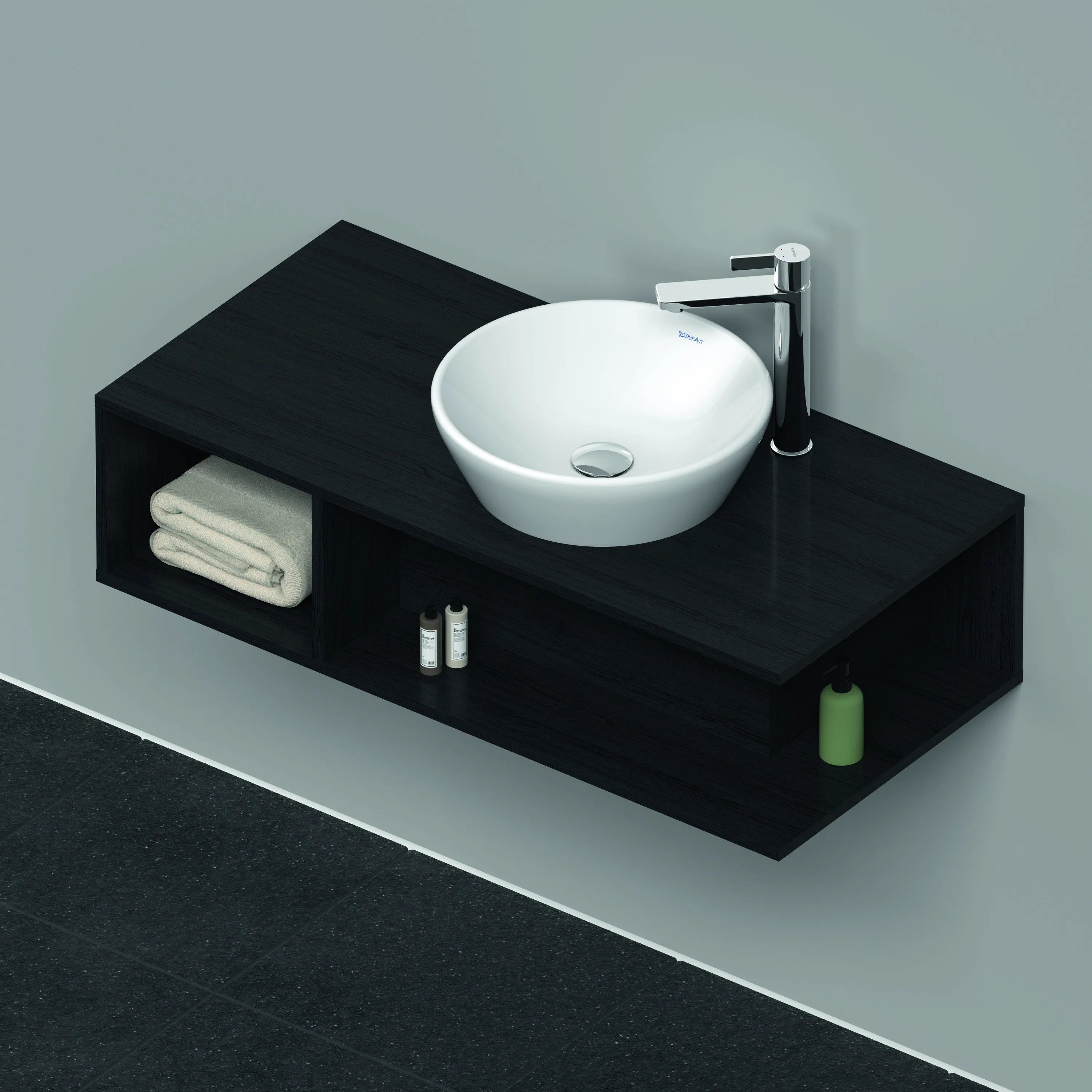 Duravit Waschtischunterschrank wandhängend „D-Neo“ 100 × 26 × 48 cm Eiche Schwarz