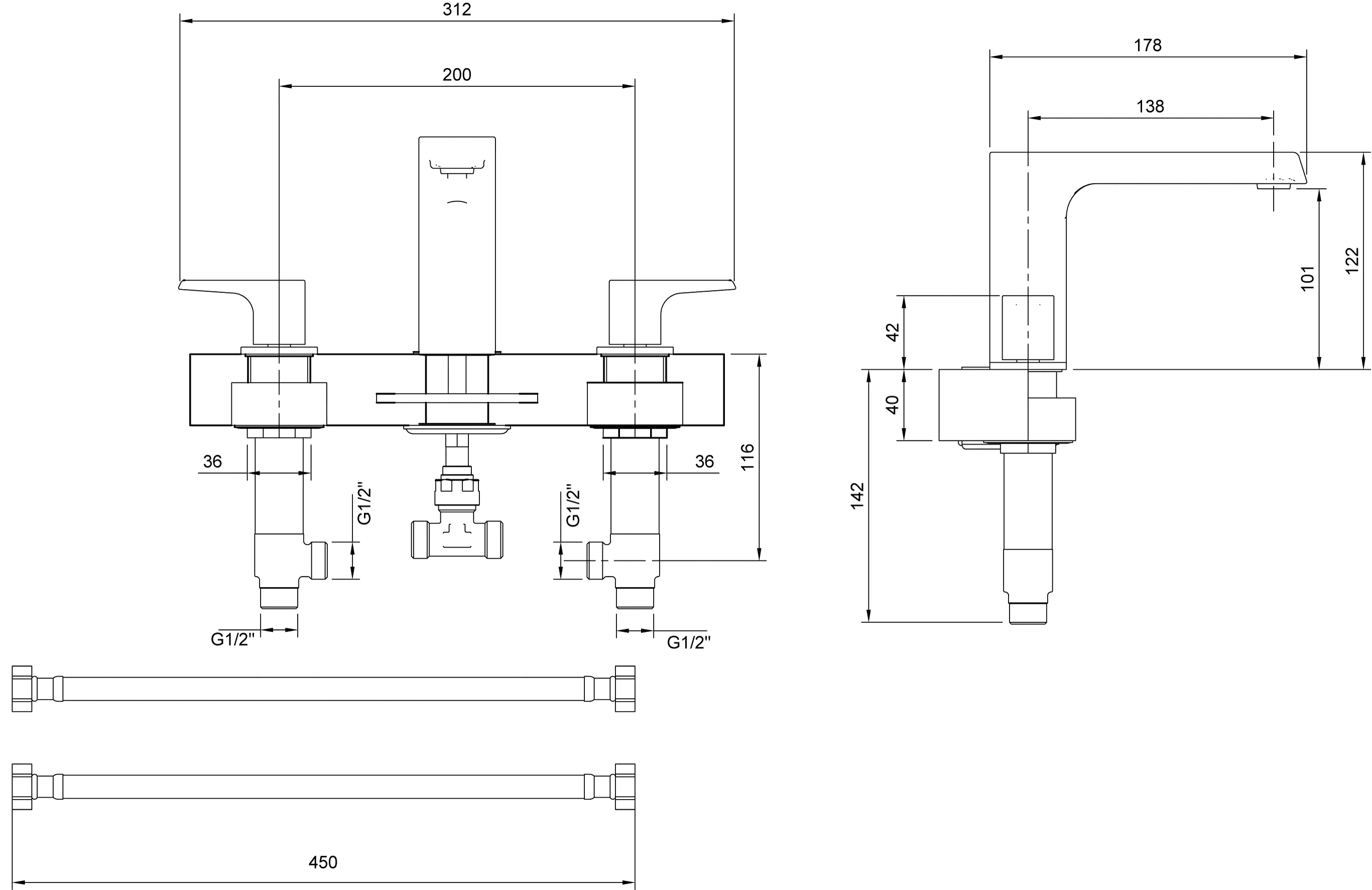 Zweihand-Waschtischarmatur „Liberty“ 17,8 cm Ausladung 138 mm in Chrom Zweihand-Waschtischarmatur „Liberty“ 17,8 cm Ausladung 138 mm in Chrom