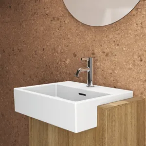 Waschbecken „Extra“ 50 × 42 × 14,5 cm, Hahnlochposition mittig in Seidenweiß Waschbecken „Extra“ 50 × 42 × 14,5 cm, Hahnlochposition mittig in Seidenweiß