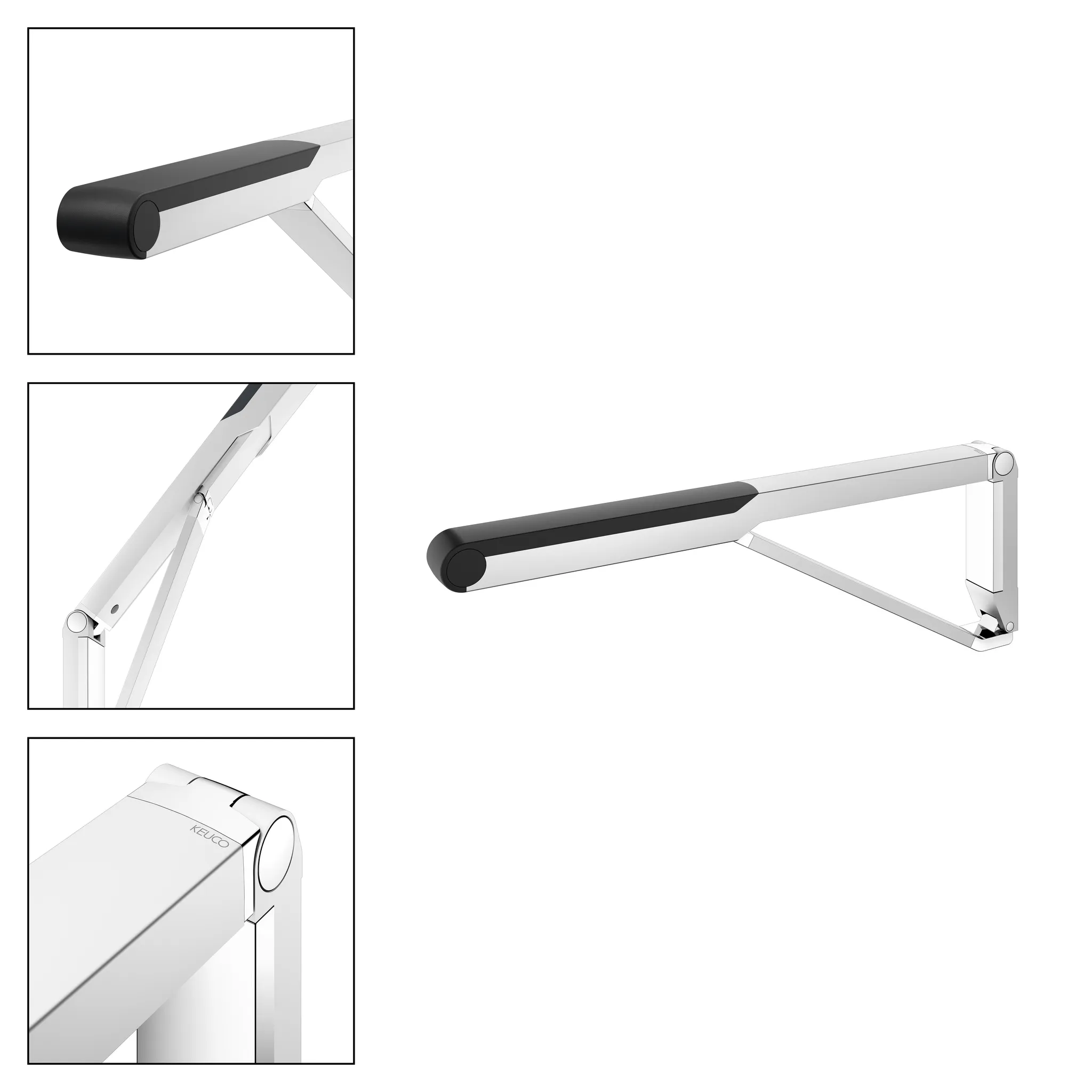 AXESS Stützklappgriff WC 700 mm silber-eloxiert/schwarz