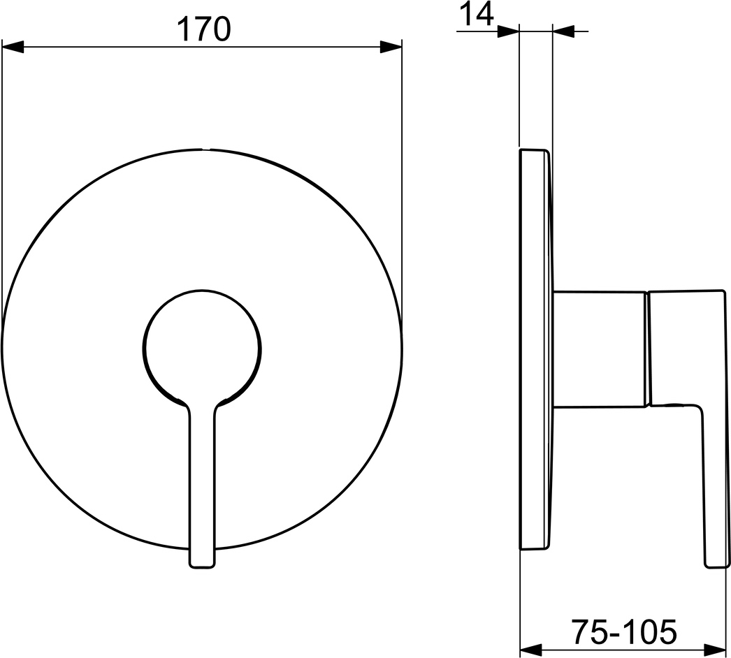 EHM Fertigset für Brause-Batterie VANTIS 8261 Rosette rund Chrom Pinhebel