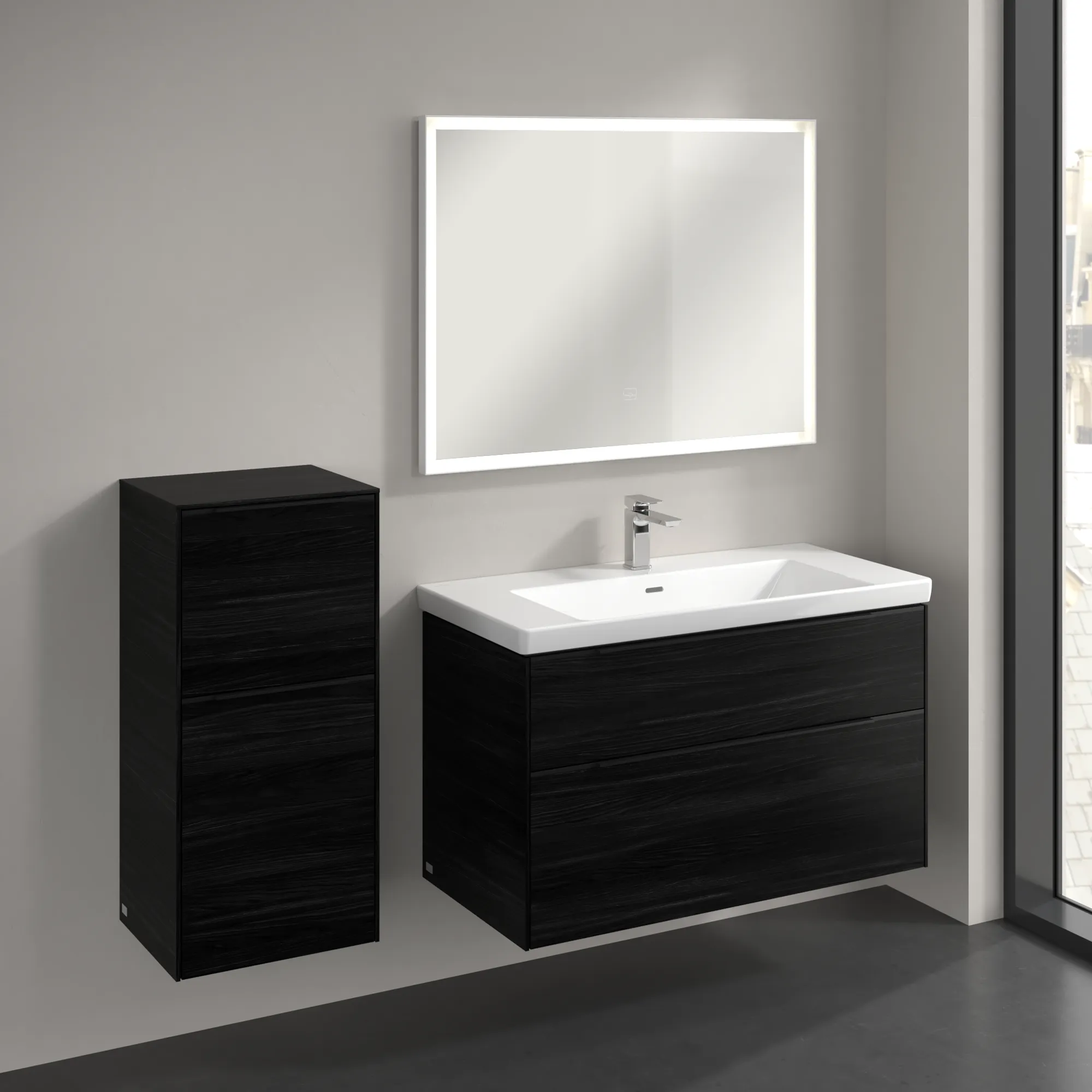 Villeroy & Boch Seitenschrank „Subway 3.0“ 40 × 86 × 36,2 × 36,2 cm 1 Auszug, 1 Tür, Anschlag (Scharnier) links, 1 Tür, Anschlag links