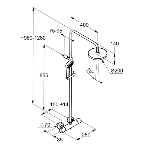 LOGO Thermostat Dual Shower System chrom