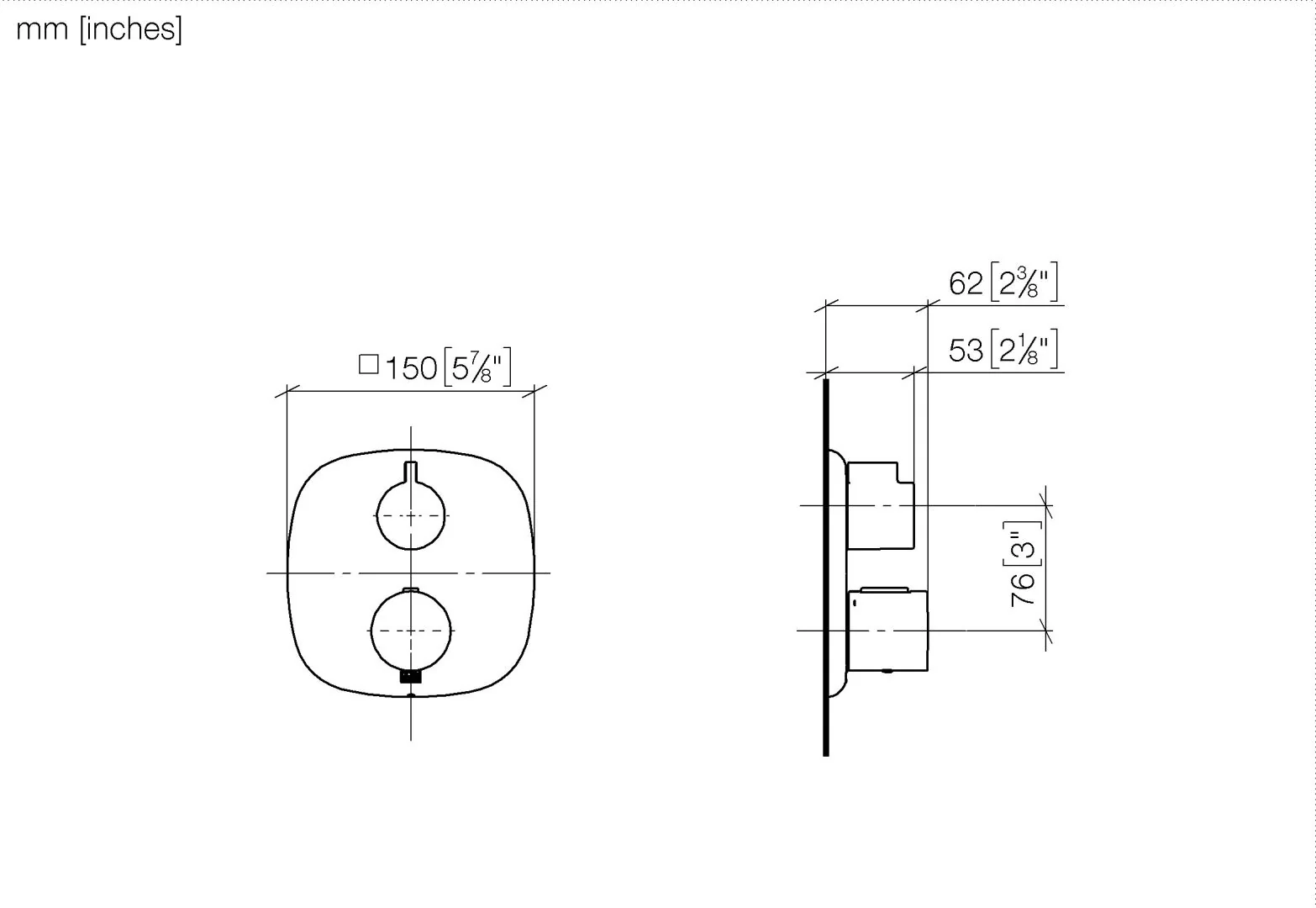 Dornbracht COYA UP-Thermostat mit Einweg-Mengenregulierung - Chrom, Abdeckplatte 150 x 150 mm Dornbracht COYA UP-Thermostat mit Einweg-Mengenregulierung - Chrom, Abdeckplatte 150 x 150 mm