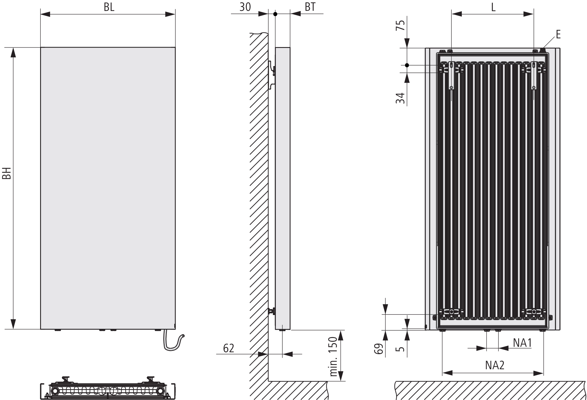 Kermi Design-Heizkörper „Rubeo®“ 47 × 152,5 cm in Weiß
