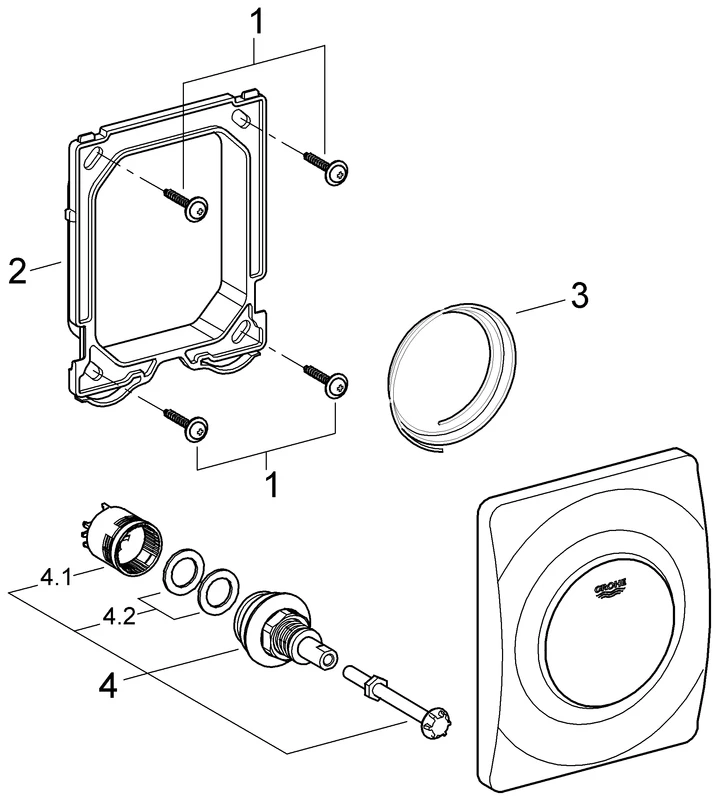 Urinal-Betätigung Surf 38808, 116 x 144 mm, Fertigmontageset für Rapido U oder Rapido UMB, alpinweiß