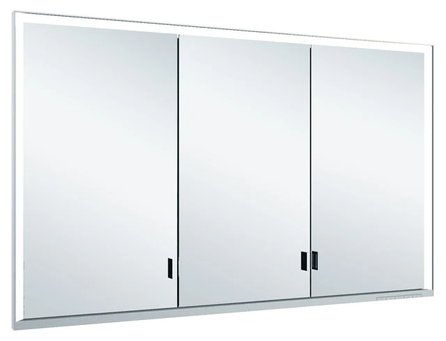 KEUCO Wandeinbau Spiegelschrank mit verdecktem Ablagefach „Royal Lumos“ in Silber (eloxiert), Unterputz, mit Steckdosen, ohne Spiegelheizung 1200 × 735 × 130 mm