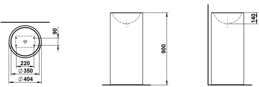 Laufen Waschtisch freistehend FORM rund 404 x 404 x 900 mm in Dark Iron