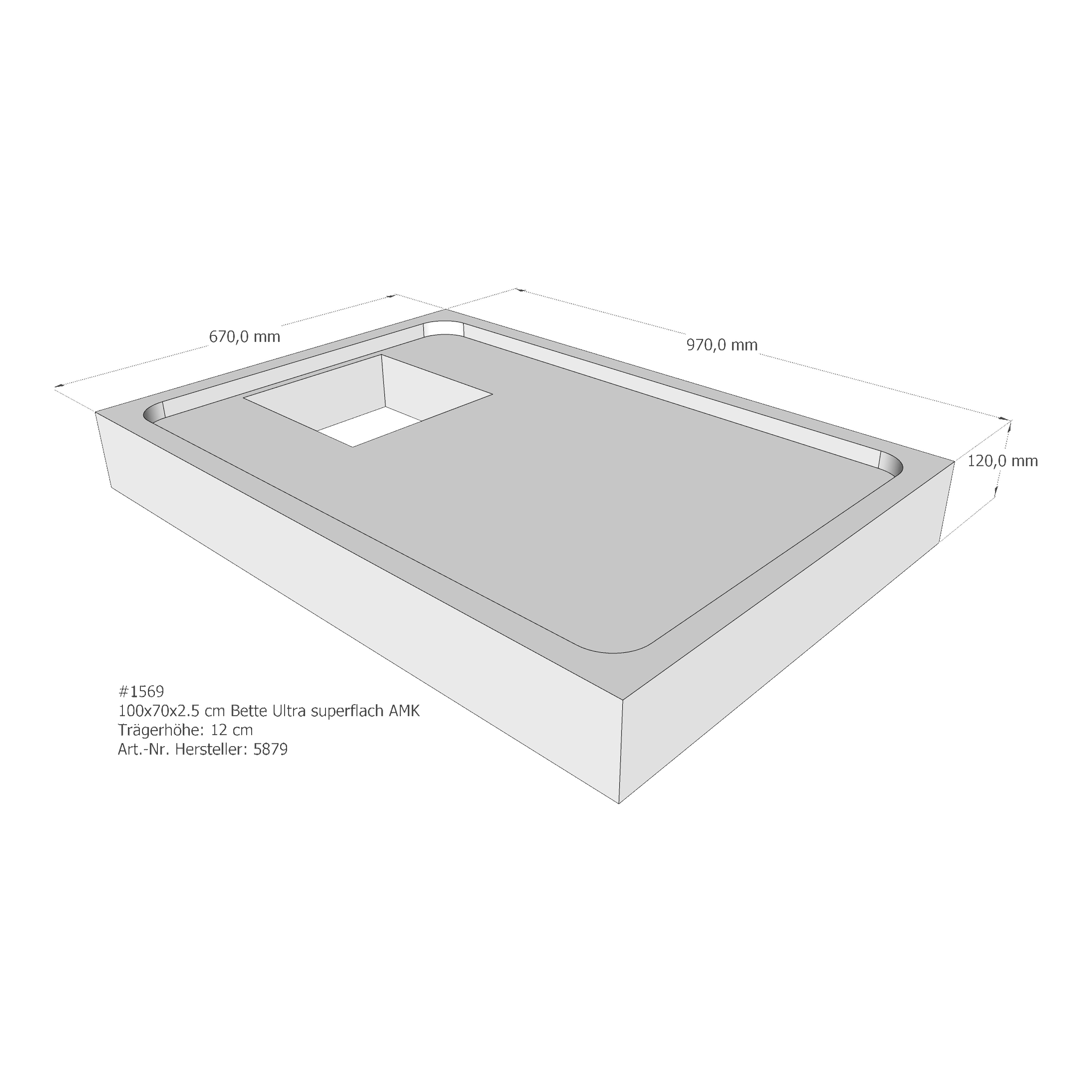 Duschwannenträger für Bette BetteUltra (superflach) 100 × 70 × 2,5 cm