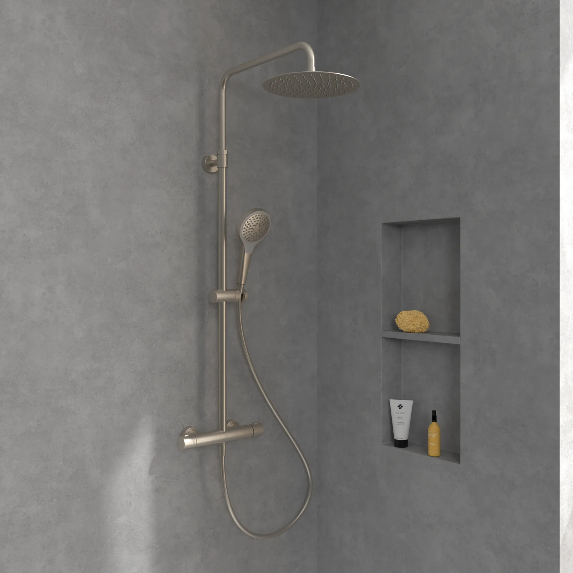 Gleitstangekombination „Verve Showers“, Befestigung verdeckt 47,2 cm in Brushed Nickel Matt Gleitstangekombination „Verve Showers“, Befestigung verdeckt 47,2 cm in Brushed Nickel Matt