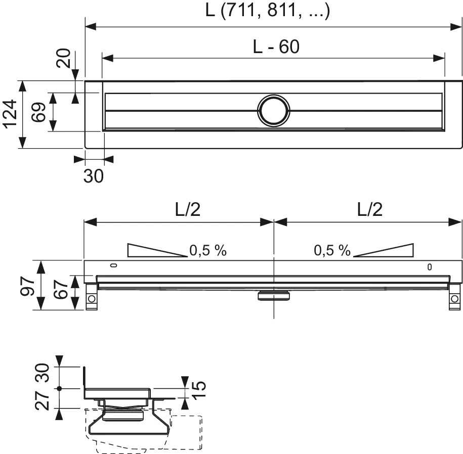 TECE Duschrinne mit Wandaufkantung „TECEdrainline“ 1000 mm TECE Duschrinne mit Wandaufkantung „TECEdrainline“ 1000 mm