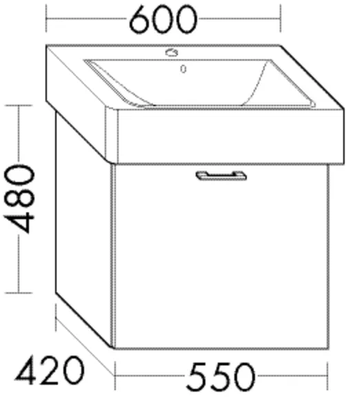 Burgbad Waschtischunterschrank Sys30, 420x550x480 mm, 1 Auszug, PG4