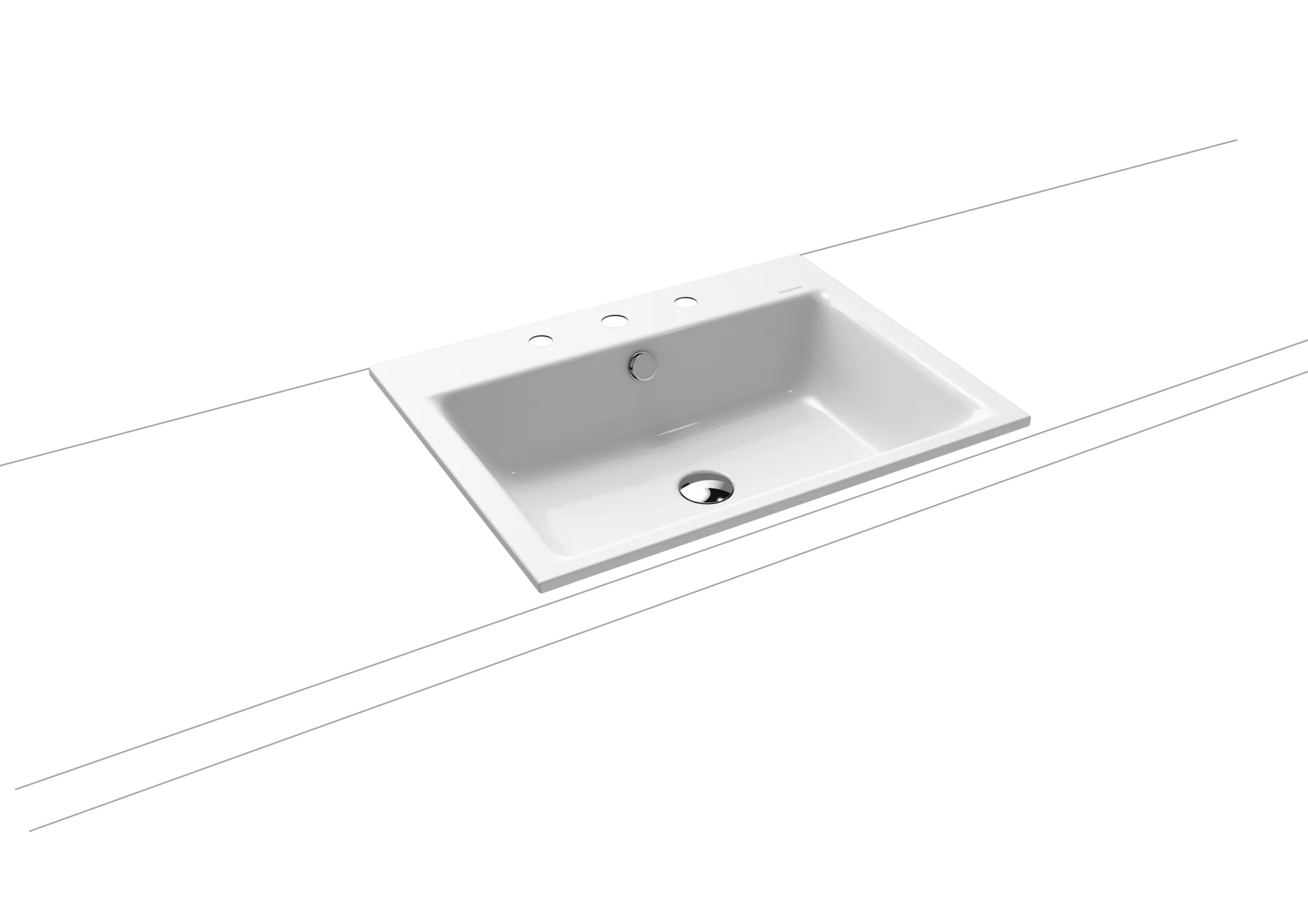 Kaldewei PURO Einbauwaschtisch, alpinweiß, 600x460 mm, 3er Hahnlochbohrung, mit Überlauf, chrom Kaldewei PURO Einbauwaschtisch, alpinweiß, 600x460 mm, 3er Hahnlochbohrung, mit Überlauf, chrom