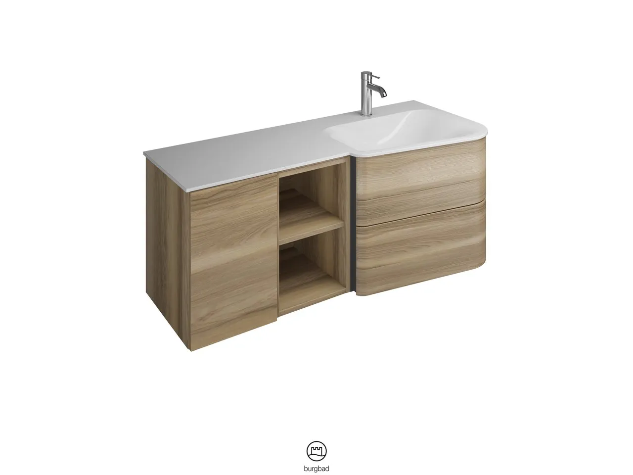 burgbad Badmöbelset „Badu“ Griffleiste, Weiß, in Weiß Matt burgbad Badmöbelset „Badu“ Griffleiste, Weiß, in Weiß Matt