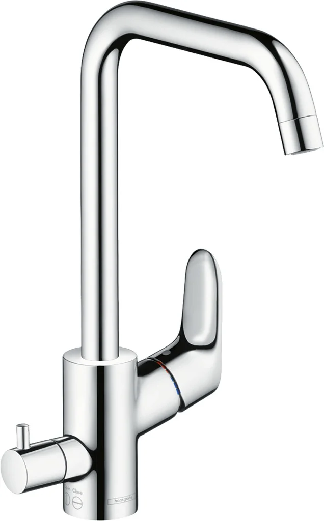 Hansgrohe Focus M41 Einhebel-Küchenmischer 260, Geräteabsperrventil, Chrom, Schwenkbereich einstellbar in 3 Stufen auf 110°, 150° oder 360°, Normalstrahl, maximale Durchflussmenge bei 3 bar: 12 l/min, Keramikmischsystem, Temperaturbegrenzung einstellbar Hansgrohe Focus M41 Einhebel-Küchenmischer 260, Geräteabsperrventil, Chrom, Schwenkbereich einstellbar in 3 Stufen auf 110°, 150° oder 360°, Normalstrahl, maximale Durchflussmenge bei 3 bar: 12 l/min, Keramikmischsystem, Temperaturbegrenzung einstellbar
