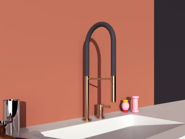 2-Loch Küchenarmatur Gusto Ausladung 225mm Semi-Pro 2-Funktionsbrause Brushed Gold 2-Loch Küchenarmatur Gusto Ausladung 225mm Semi-Pro 2-Funktionsbrause Brushed Gold