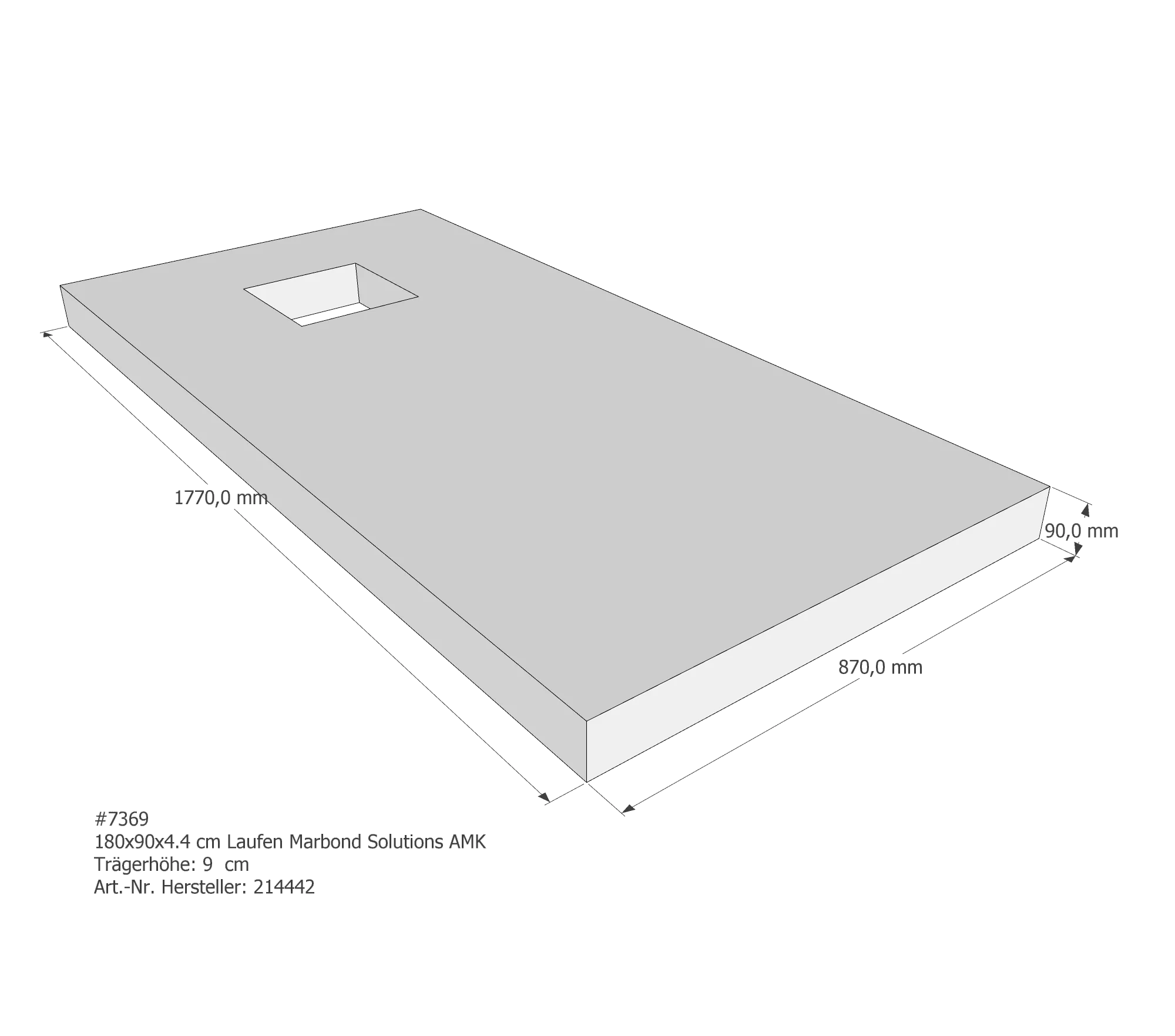 Duschwannenträger passend für Laufen Marbond_Solutions 180 × 90 × 4,4 cm