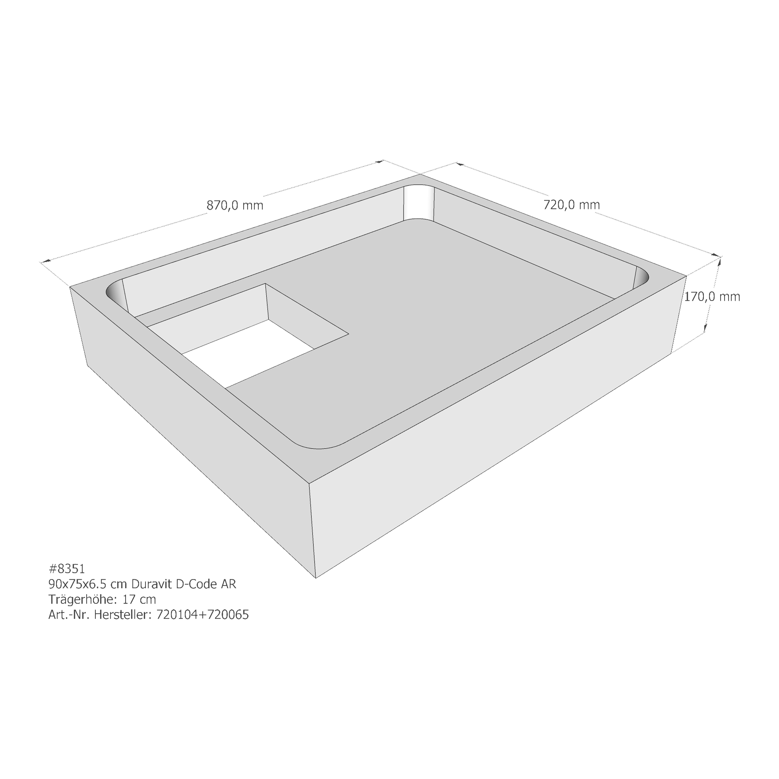 Duschwannenträger für Duravit D-Code 90 × 75 × 6,5 cm Duschwannenträger für Duravit D-Code 90 × 75 × 6,5 cm