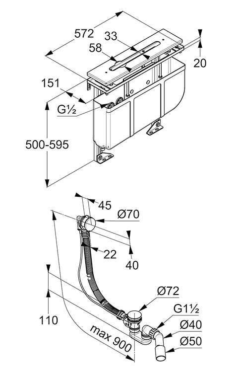 ROTEXA MULTI Montageeinheit RohbauSet für 3Loch Armaturen chrom ROTEXA MULTI Montageeinheit RohbauSet für 3Loch Armaturen chrom