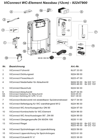 WC-Montageelement ViConnect Installationssysteme 922479, 447 x 749 x 125 mm, für Nassbau