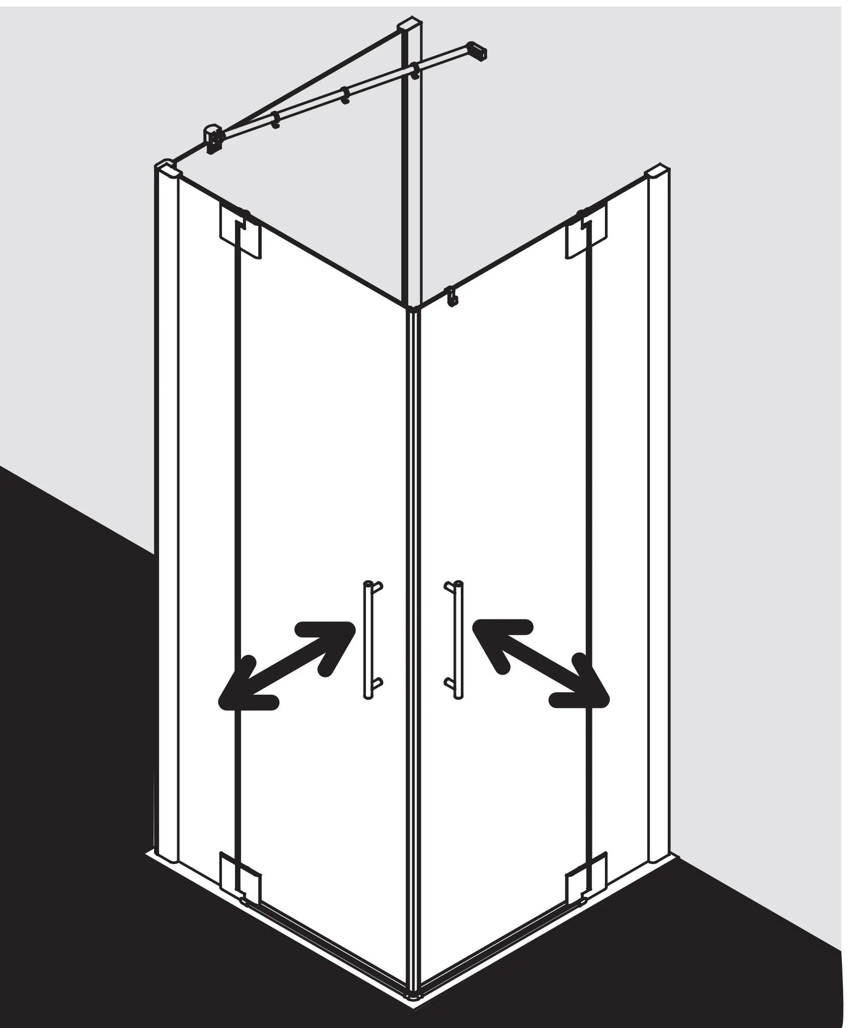 PASA XP PXEPL Eckeinstieg 2-teilig (Pendeltüren mit Festfeldern) - Halbteil links, Höhe 2000 mm, Wanneneinbaumaß 880-910 mm, Breitenverstellmaß 870-900 mm, Glasaußenkante 855-885 mm, Farbe Silber Mattglanz, Glas ESG Klar PASA XP PXEPL Eckeinstieg 2-teilig (Pendeltüren mit Festfeldern) - Halbteil links, Höhe 2000 mm, Wanneneinbaumaß 880-910 mm, Breitenverstellmaß 870-900 mm, Glasaußenkante 855-885 mm, Farbe Silber Mattglanz, Glas ESG Klar