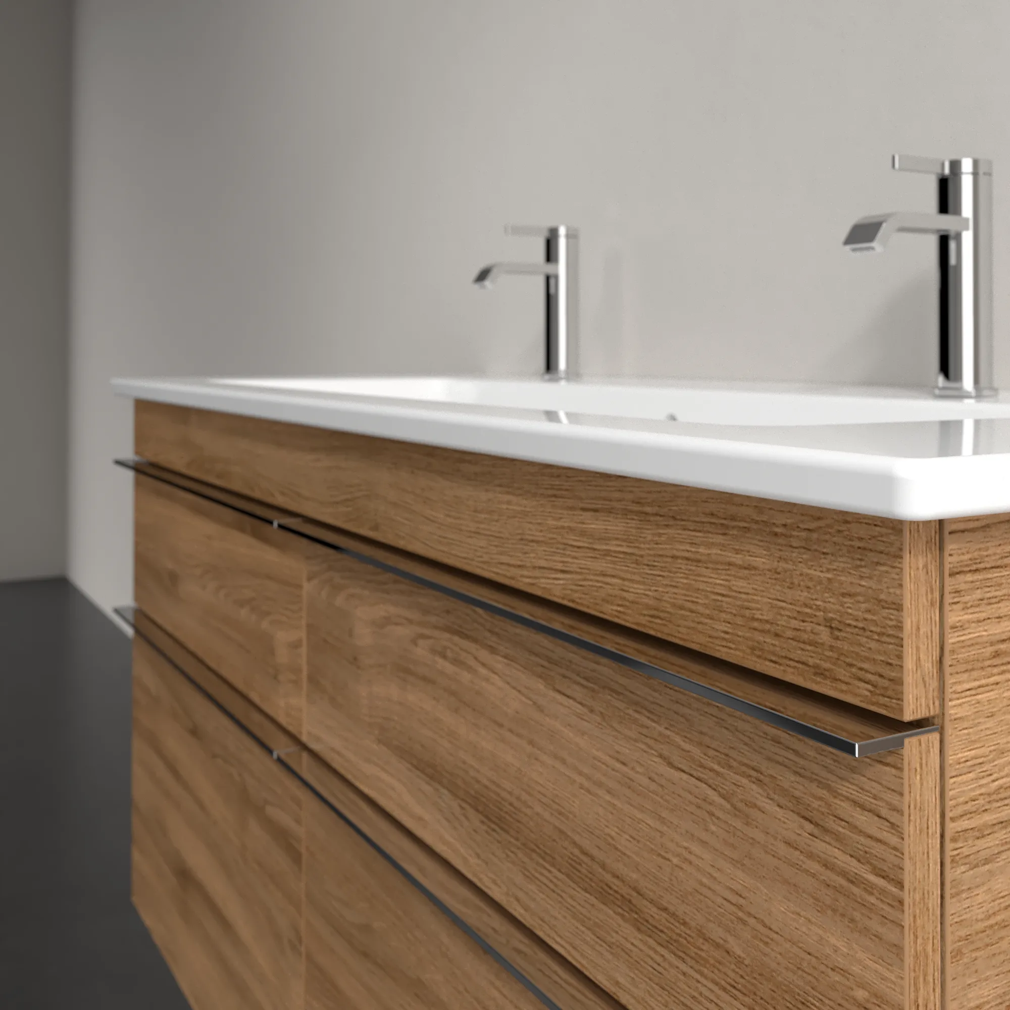 Villeroy & Boch Waschtischunterschrank „Venticello“ für Schrank-Doppelwaschtisch 1153 × 590 × 502 mm Kansas Oak, für Becken mittig