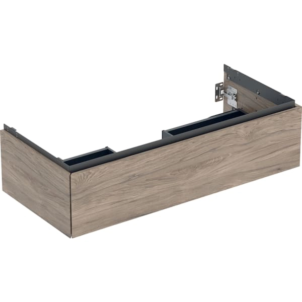 Geberit ONE Unterschrank für Waschtisch, Nussbaum hickory, 103,6 x 26,6 x 47 cm, mit einer Schublade und Push-to-open-Mechanismus Geberit ONE Unterschrank für Waschtisch, Nussbaum hickory, 103,6 x 26,6 x 47 cm, mit einer Schublade und Push-to-open-Mechanismus