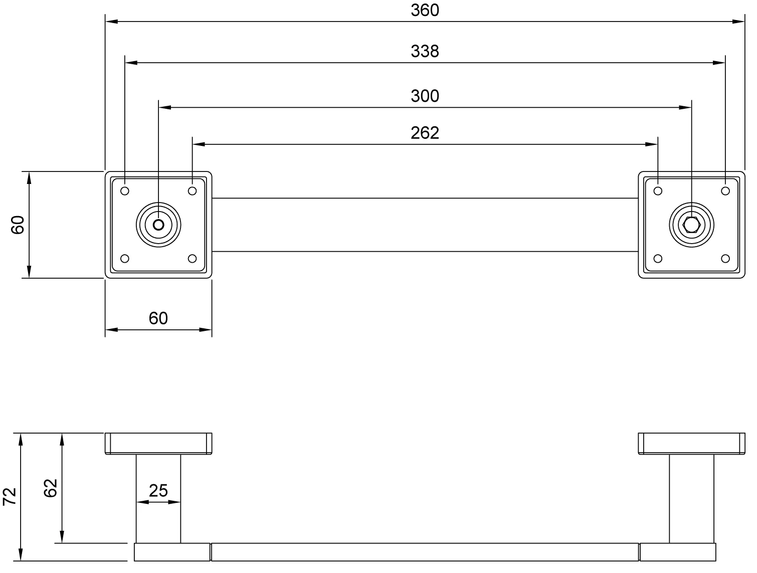Villeroy & Boch Haltegriff Elements - Striking TVA152022000, 360x72x60mm Chrom