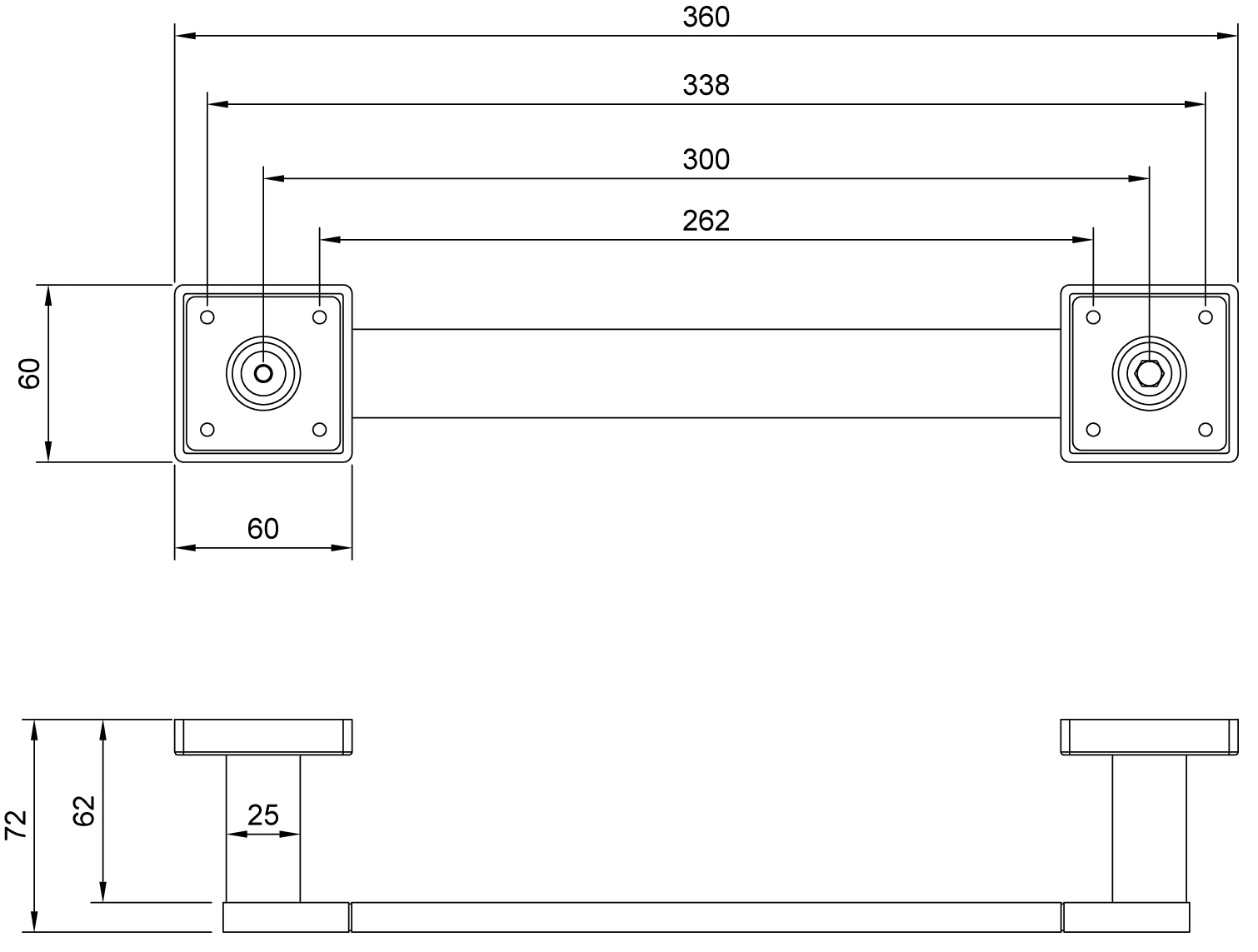 Villeroy & Boch Haltegriff Elements - Striking Chrom 360x72x60 mm Wandmontage Villeroy & Boch Haltegriff Elements - Striking Chrom 360x72x60 mm Wandmontage
