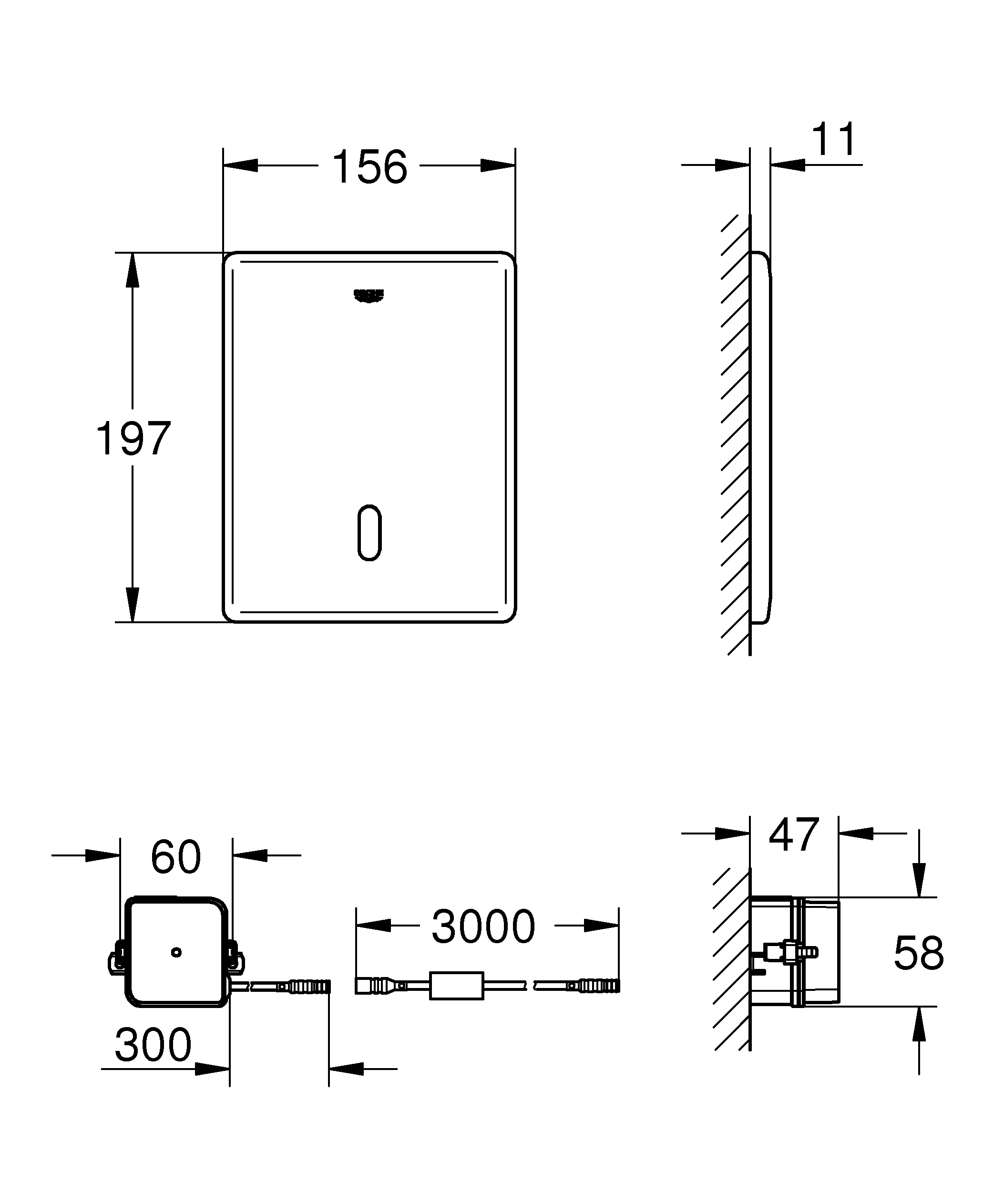 Infrarot-Elektronik Tectron Skate 38698_1, für WC-Spülkasten GD 2, mit Trafo 100-230 V AC, 50-60 Hz, 6 V DC, edelstahl