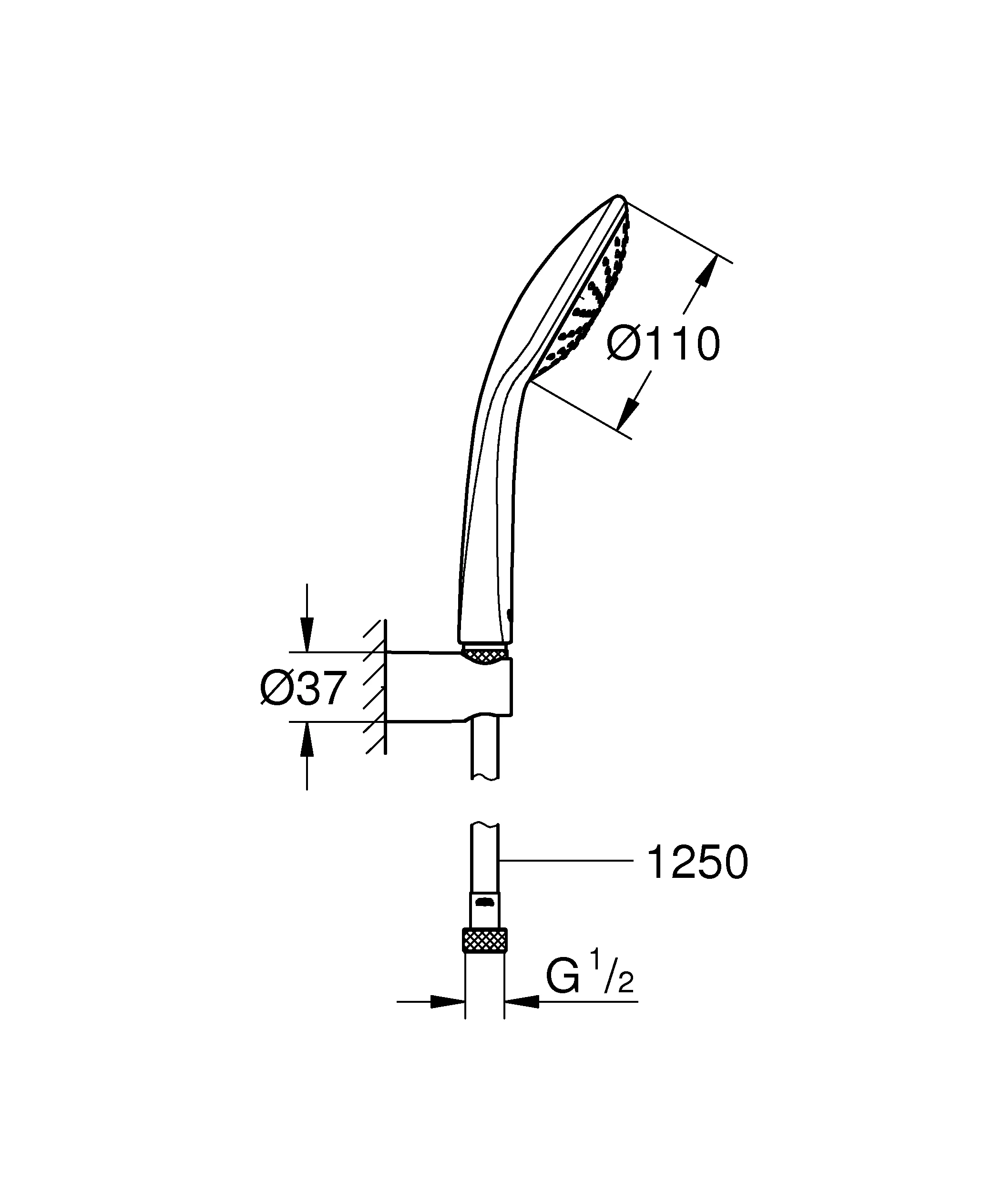 Wandhalterset Euphoria 110 Mono 27354, 1 Strahlart, chrom