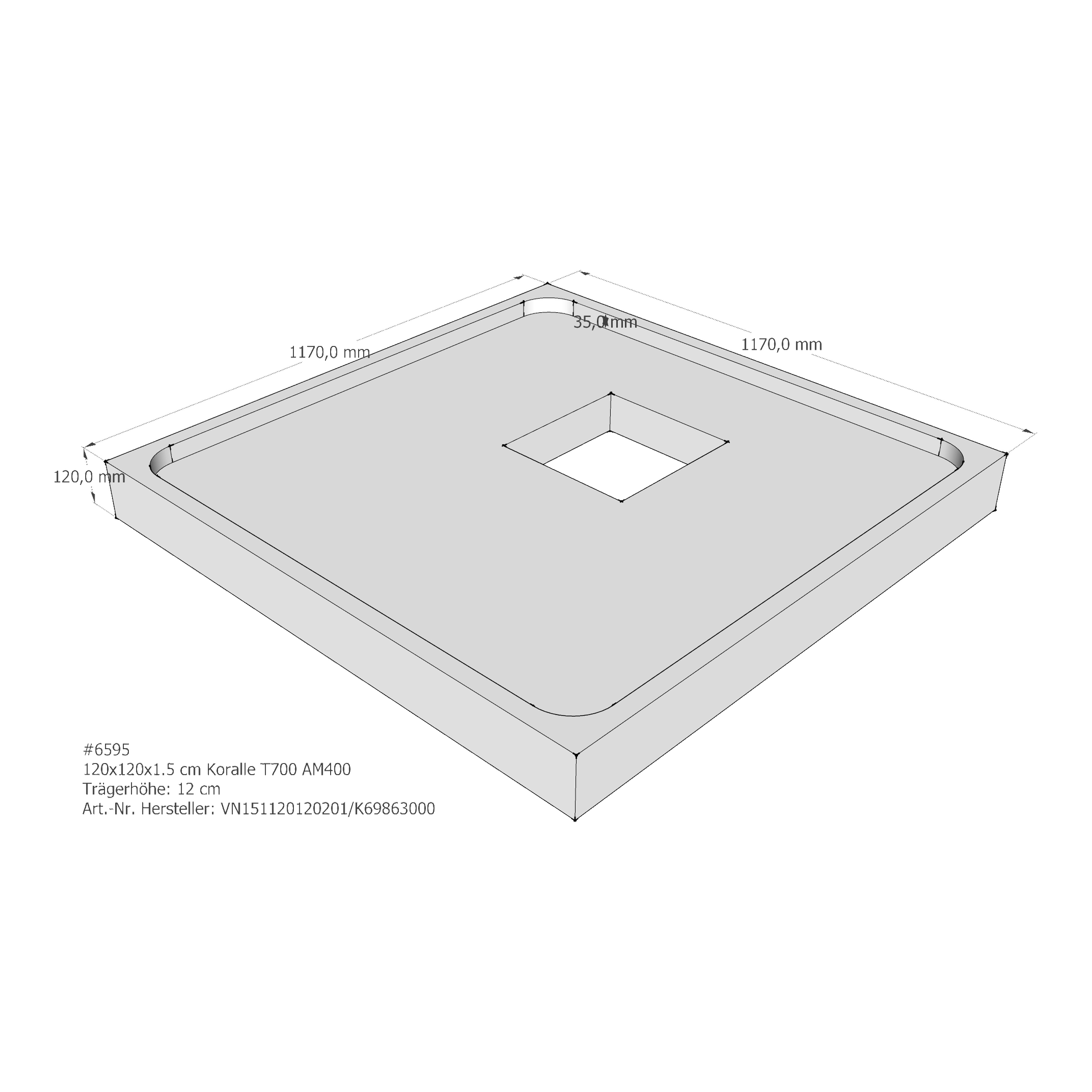 Duschwannenträger für Koralle T700 DW 120/120 120 × 120 × 1,5 cm Duschwannenträger für Koralle T700 DW 120/120 120 × 120 × 1,5 cm