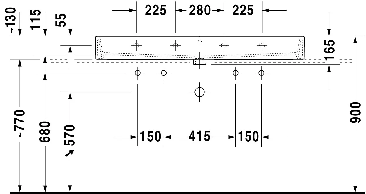 Duravit Waschtisch Vero Air 1200 mm, weiß Hochglanz, 2 Waschplätze, 1 Becken, Hahnlochbank, Überlauf, geschliffene Unterseite Duravit Waschtisch Vero Air 1200 mm, weiß Hochglanz, 2 Waschplätze, 1 Becken, Hahnlochbank, Überlauf, geschliffene Unterseite