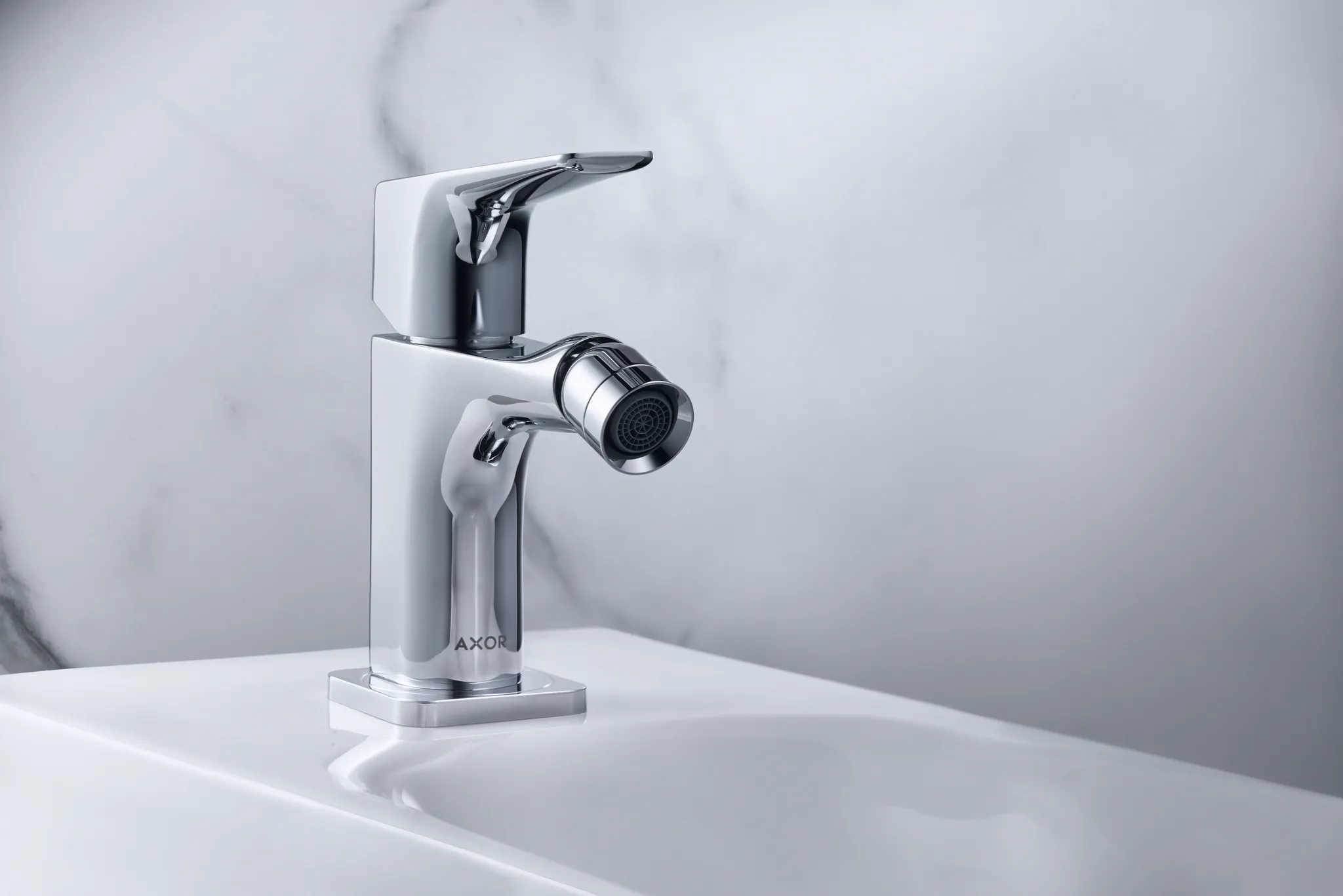 Hansgrohe AXOR Citterio E Mischer, Einhebel-Bidetmischer mit Hebelgriff und Zugstangen-Ablaufgarnitur, Chrom