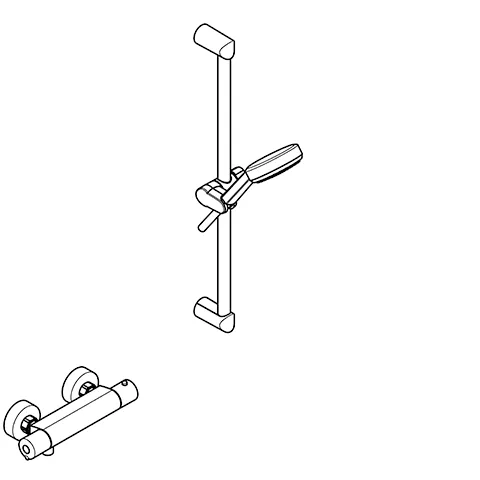 Kludi-DIVE S Shower-Duo 3S Wandstange L=600mm chrom - Thermostat-Brause-Armatur mit 3 Strahlarten und höhenverstellbarer Handbrausehalterung Kludi-DIVE S Shower-Duo 3S Wandstange L=600mm chrom - Thermostat-Brause-Armatur mit 3 Strahlarten und höhenverstellbarer Handbrausehalterung