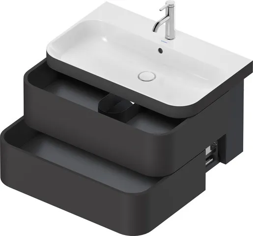 Duravit Waschtischunterschrank c-bonded Set wandhängend „Happy D.2 Plus“ 775 × 480 × 490 mm Graphit Supermatt, mit Hahnlochbohrung Duravit Waschtischunterschrank c-bonded Set wandhängend „Happy D.2 Plus“ 775 × 480 × 490 mm Graphit Supermatt, mit Hahnlochbohrung