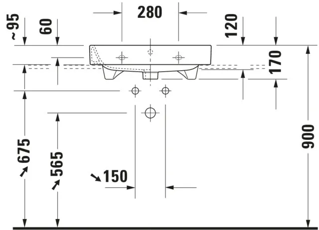 Wandwaschtisch „Happy D.2“, mit Überlauf, Hahnlochposition mittig Wandwaschtisch „Happy D.2“, mit Überlauf, Hahnlochposition mittig
