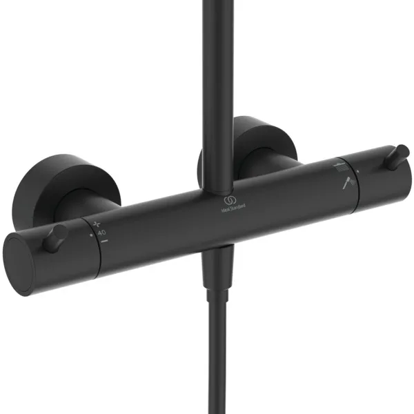 Ideal Standard Ceratherm T125 Duschsystem mit Badethermostat Pin-Griffe Silk Black Ideal Standard Ceratherm T125 Duschsystem mit Badethermostat Pin-Griffe Silk Black