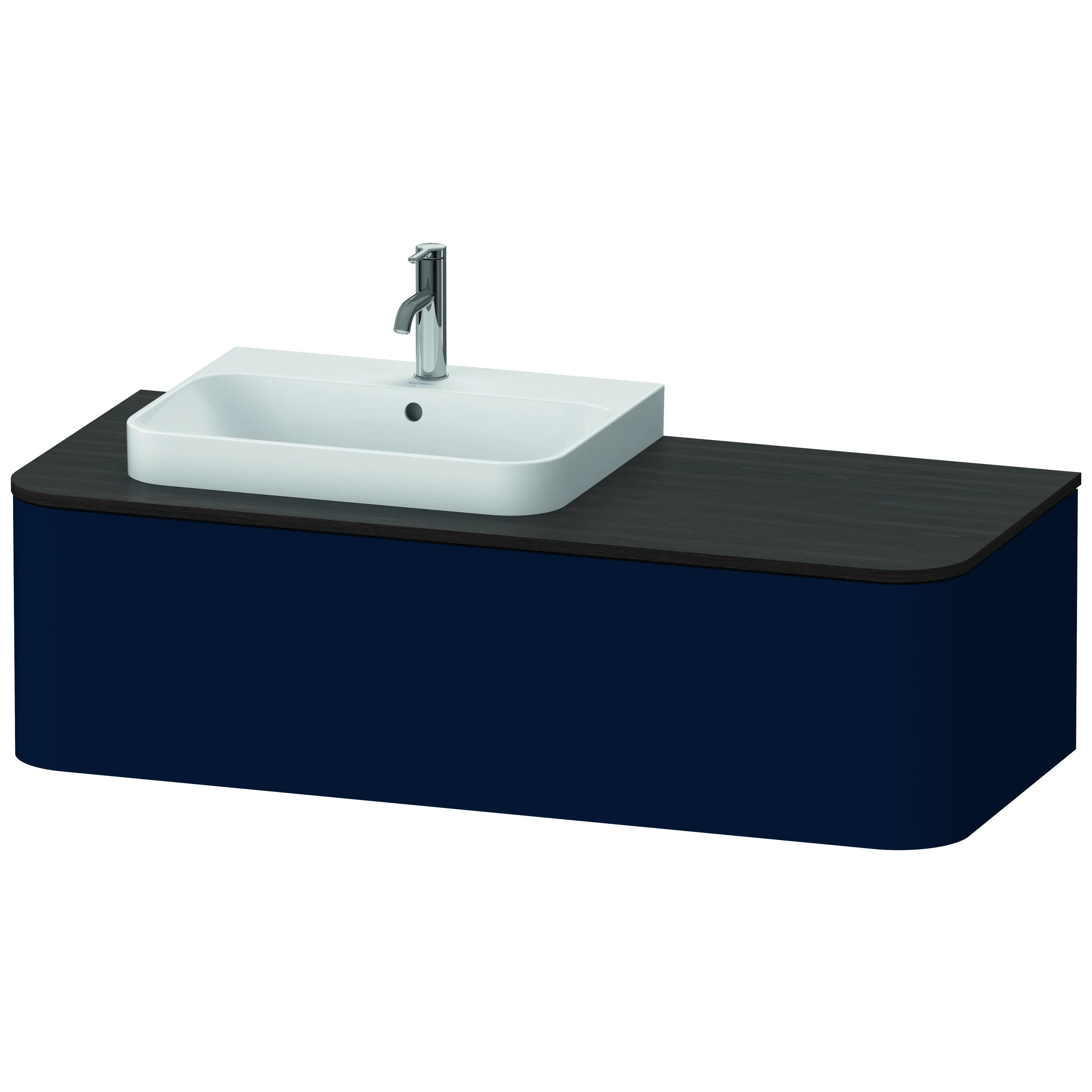 Duravit Waschtischunterschrank wandhängend „Happy D.2 Plus“ 130 × 35,4 × 55 cm Nachtblau Seidenmatt, links Duravit Waschtischunterschrank wandhängend „Happy D.2 Plus“ 130 × 35,4 × 55 cm Nachtblau Seidenmatt, links