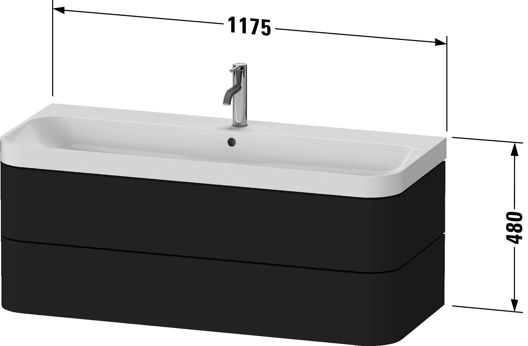 Duravit Waschtischunterschrank c-shaped Set wandhängend „Happy D.2 Plus“ 117,5 × 48 × 49 cm