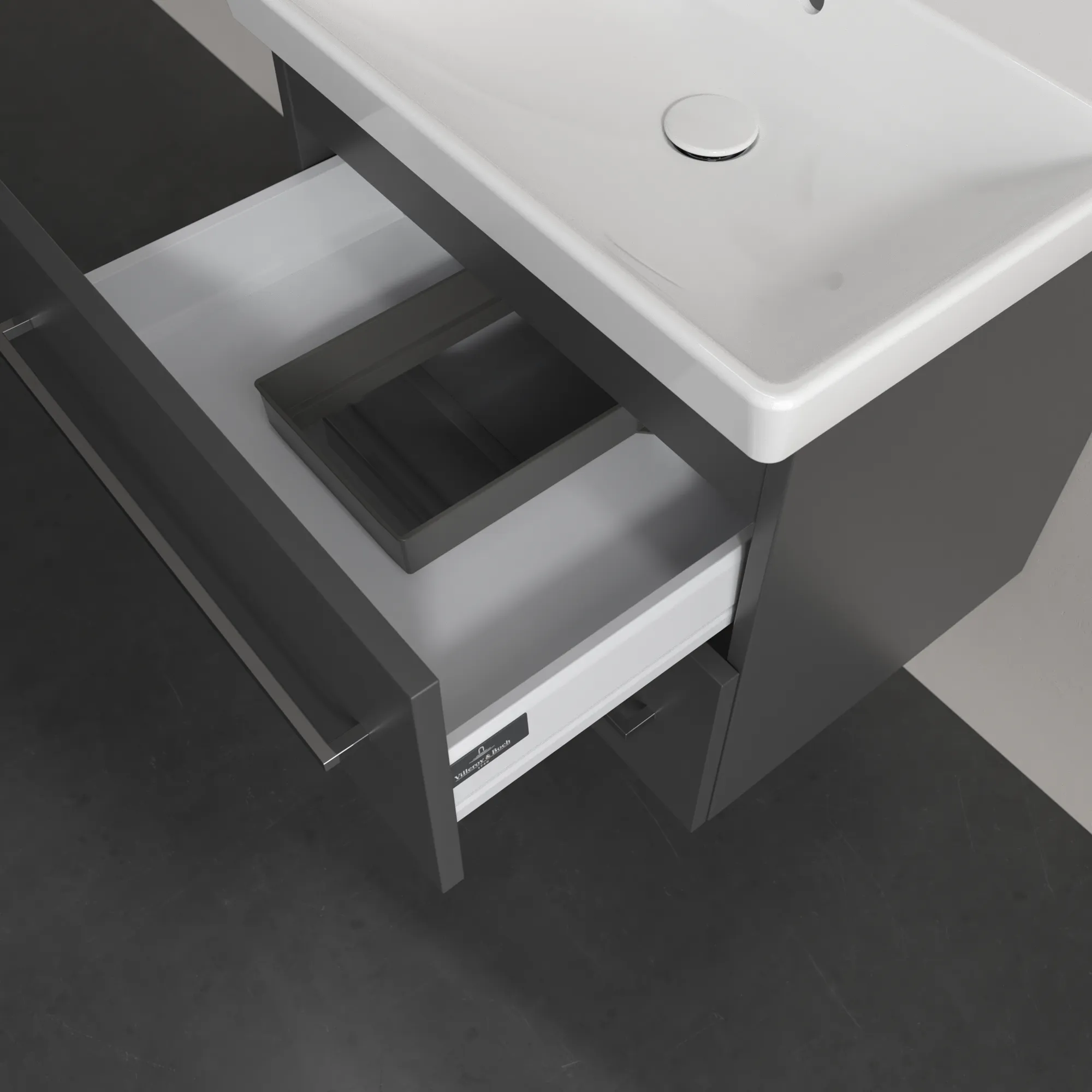 Villeroy & Boch Waschtischunterschrank „Avento“ für Schrankwaschtisch 580 × 514 × 452 mm Graphite, Soft Closing Villeroy & Boch Waschtischunterschrank „Avento“ für Schrankwaschtisch 580 × 514 × 452 mm Graphite, Soft Closing