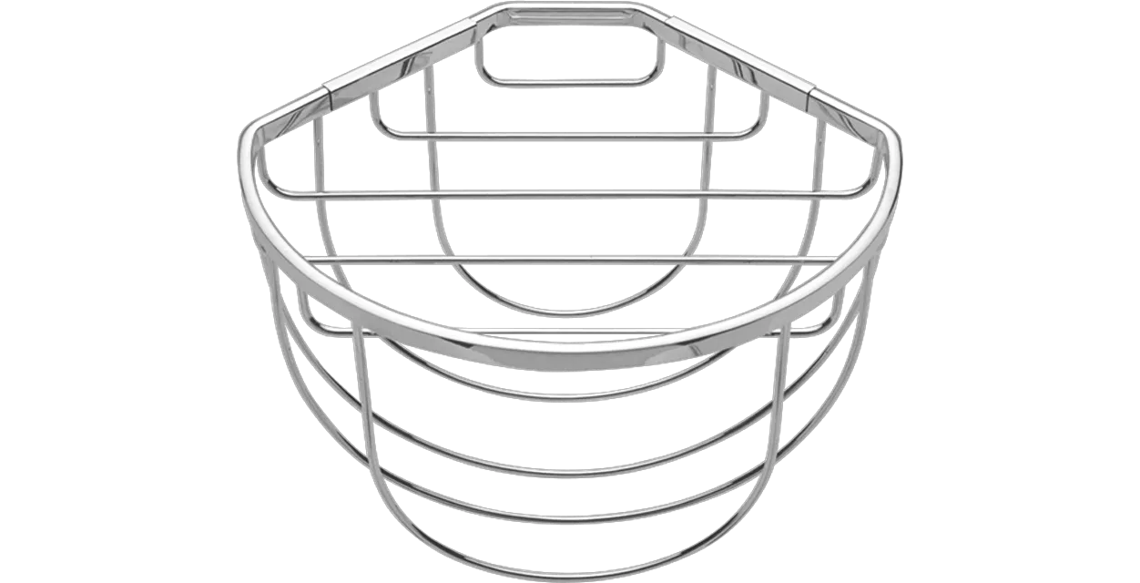 ASW Eck-Gästehandtuchkorb halbrund chrom mit Ablage ASW Eck-Gästehandtuchkorb halbrund chrom mit Ablage