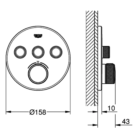 Thermostat Grohtherm SmartControl 29121, mit 3 Absperrventilen, Fertigmontageset für Rapido SmartBox, Wandrosette rund, chrom Thermostat Grohtherm SmartControl 29121, mit 3 Absperrventilen, Fertigmontageset für Rapido SmartBox, Wandrosette rund, chrom